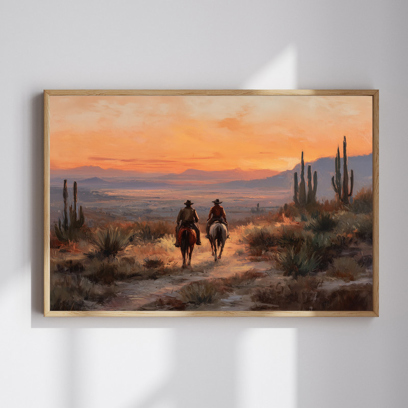 Rustic Southwestern Cowboy Oil Canvas for Home D�cor Vibe | Family Wall Decor