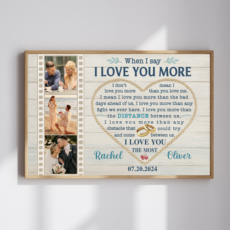 When I Say I Love You canvas wall art, personalized anniversary photo collage for couples in rustic coastal farmhouse style | Familywalldecor