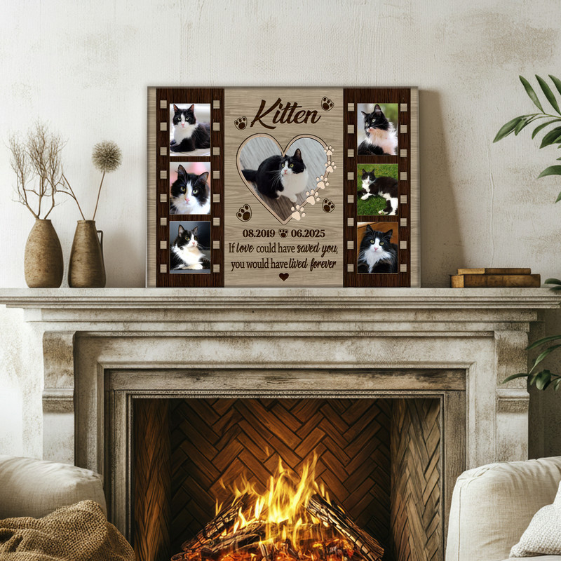 Farmhouse Cat Memorial Canvas - Personalized Photo Tribute