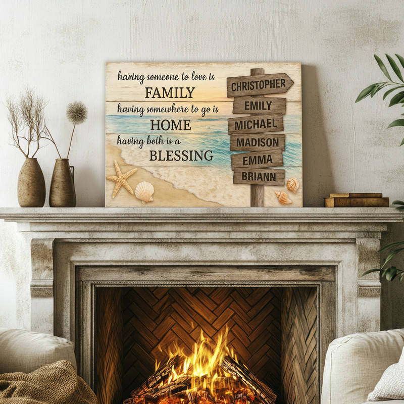Nautical family street sign canvas with anchor icon, personalized surname and seaside quote, coastal palette for wall display Nautical family street sign canvas with anchor icon, personalized surname and seaside quote, coastal palette for wall display
