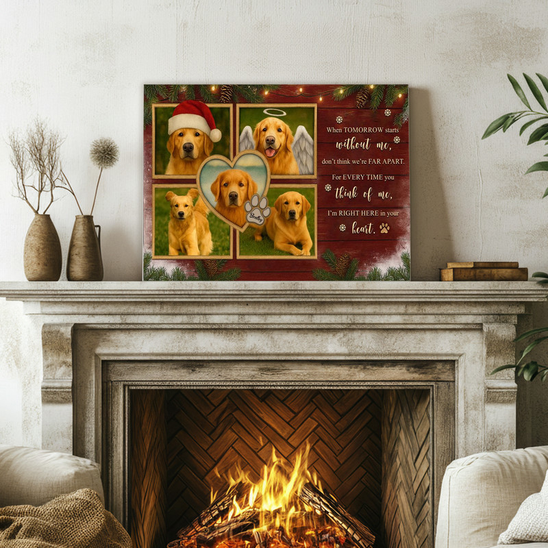 Custom Dog Memorial Photo Collage Christmas Canvas Custom Dog Memorial Photo Collage Christmas Canvas