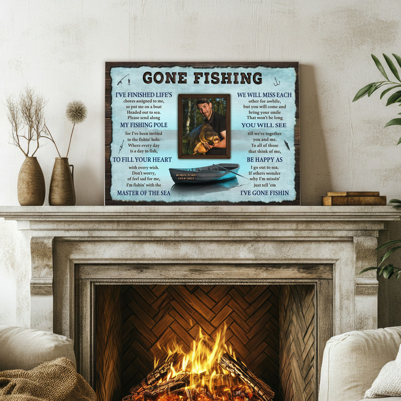 Memorial Fishing Canvas - Custom Photo Tribute for Loved Ones