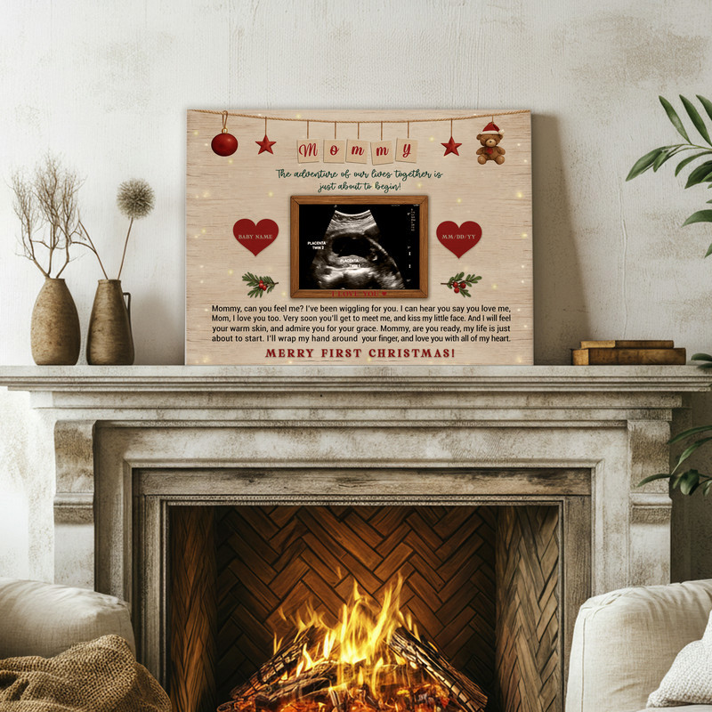 Baby's 1st Christmas Ultrasound Keepsake Canvas Gift