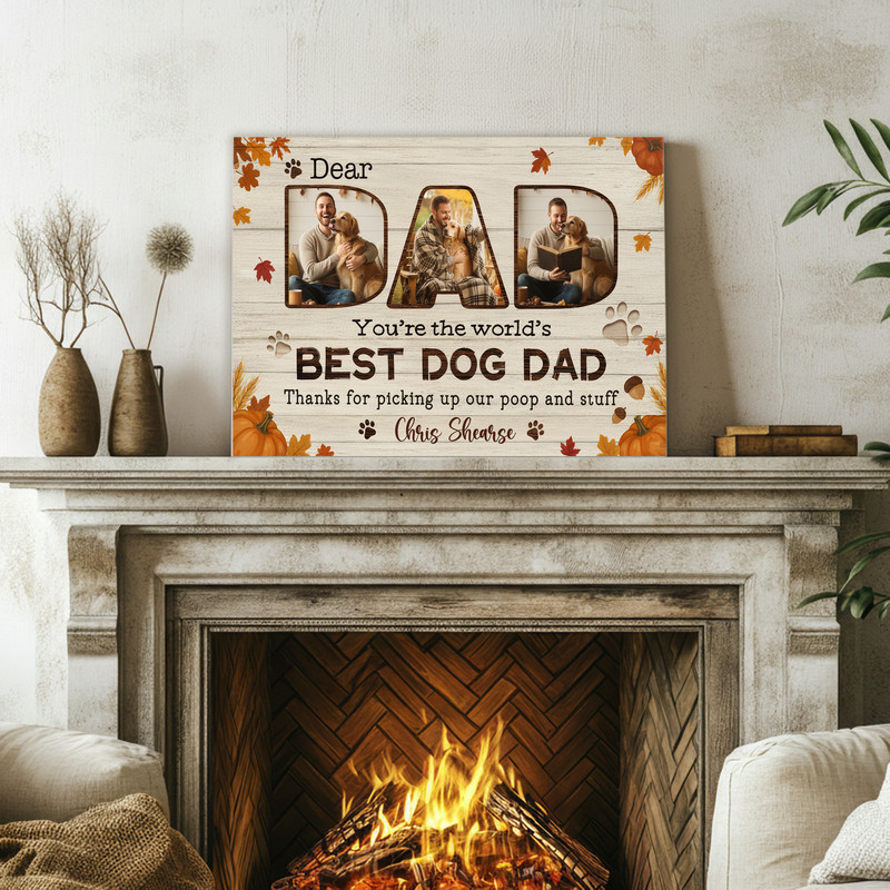 Best Dog Dad Photo Collage Canvas - Father's Day & Pet Lover Gift