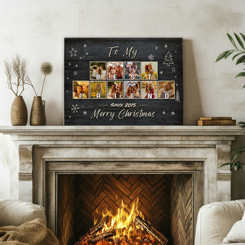 Heartfelt Personalized Photo Collage Canvas for Best Friends