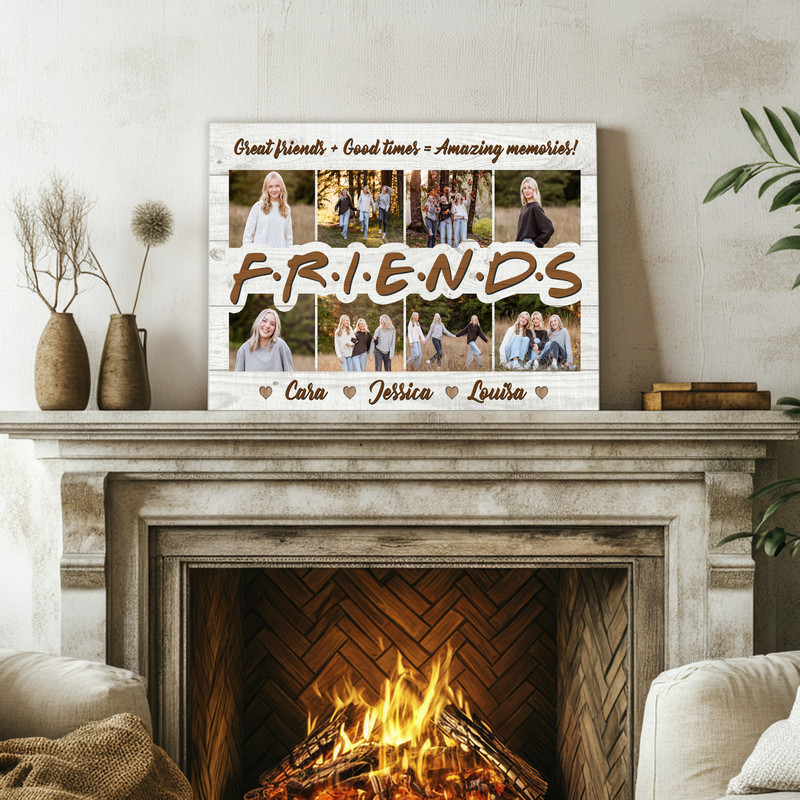 Bestie Photo Collage Canvas - Personalized Friend Gift for Her