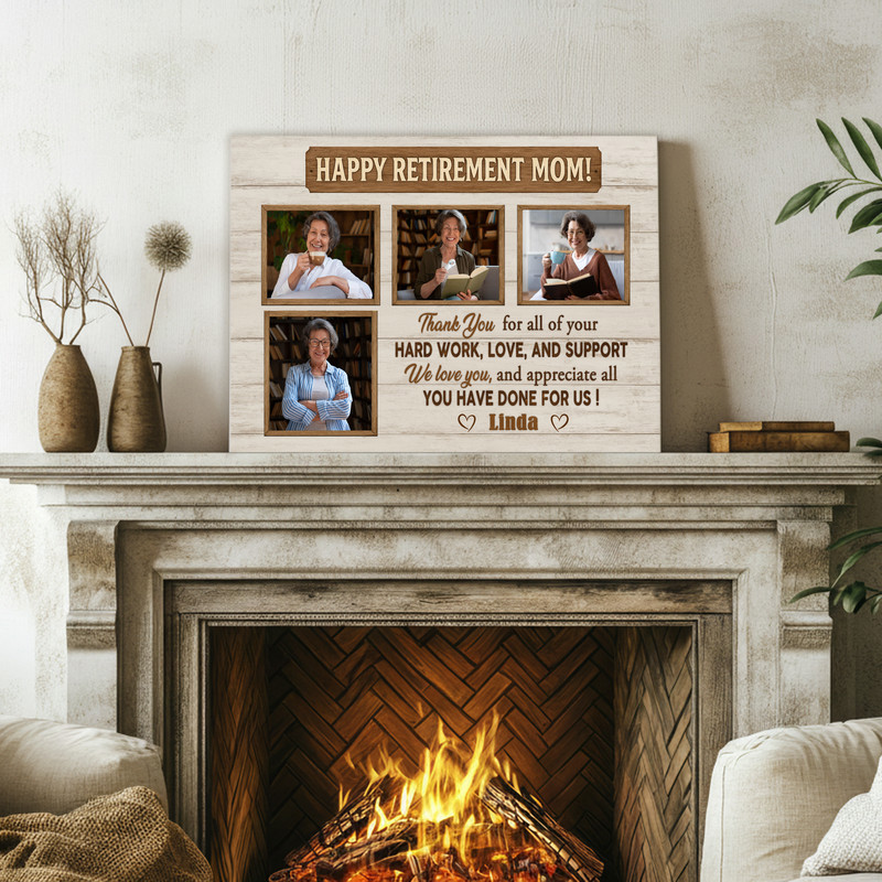 Mom's Retirement - Personalized Photo Collage Canvas Gift