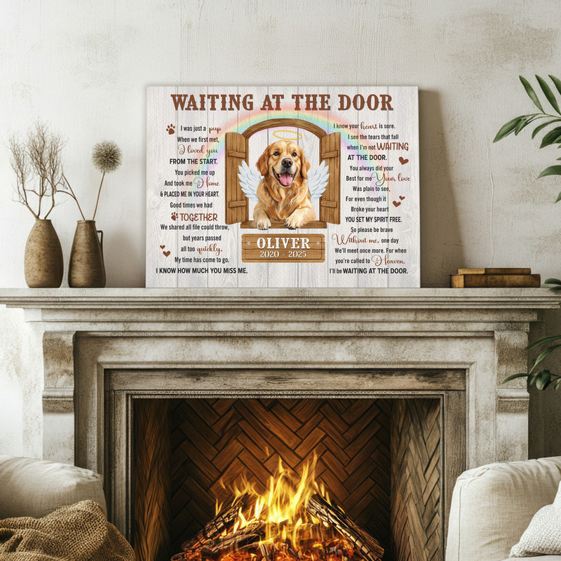 Heartfelt Pet Memorial Canvas - Dog Loss Keepsake, Waiting at Door