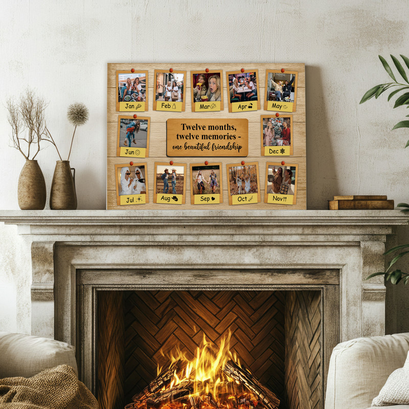 Heartfelt Bestie Photo Collage Canvas - Rustic Friendship Keepsake