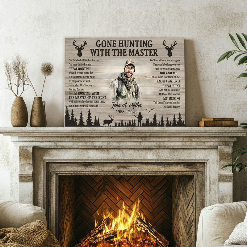 Gone Hunting Memorial Canvas - Personalized Keepsake Gift