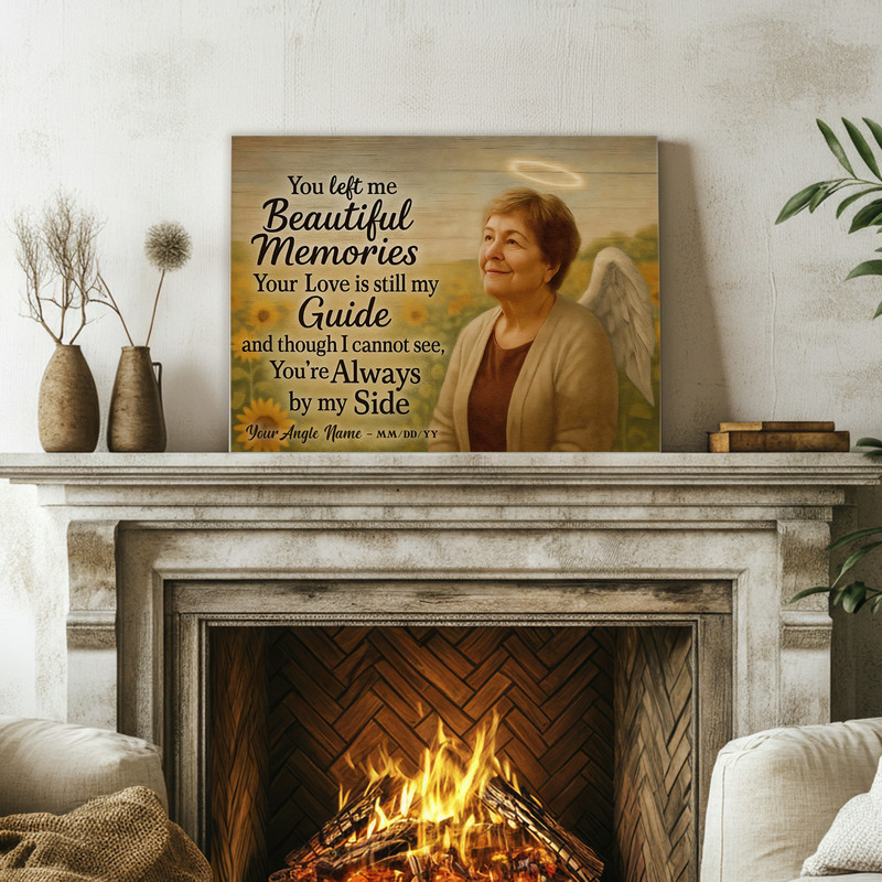 Personalized Sunflower Angel Mom Memorial Canvas Wall Art