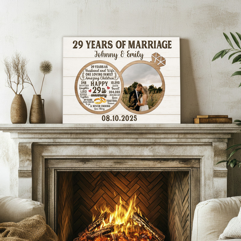 29 years together photo collage canvas personalized with two names and wedding date, farmhouse decor for the living room 29 years together photo collage canvas personalized with two names and wedding date, farmhouse decor for the living room