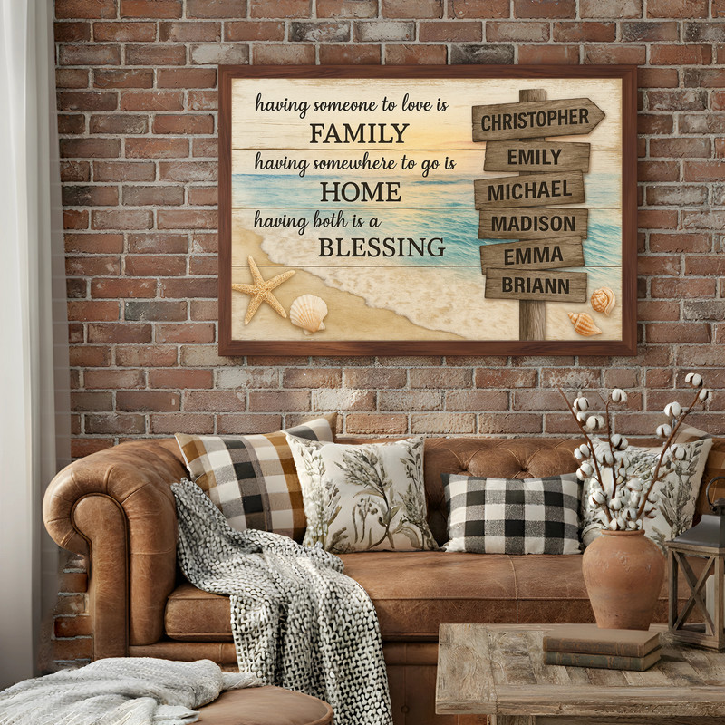 Rustic coastal street sign canvas, personalized family last name with quote on whitewashed planks, living room wall art Rustic coastal street sign canvas, personalized family last name with quote on whitewashed planks, living room wall art