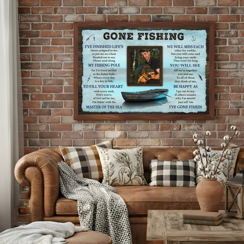 Memorial Fishing Canvas - Custom Photo Tribute for Loved Ones