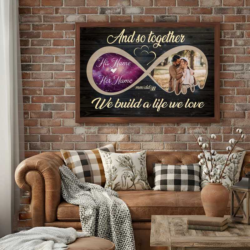 Custom Couple Photo Canvas Art - Infinity Love, Names & Date Gift