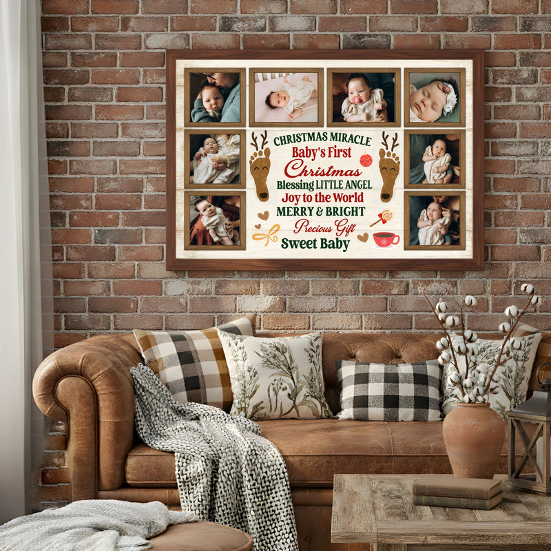 Personalized Baby's 1st Christmas Photo Keepsake Canvas Art