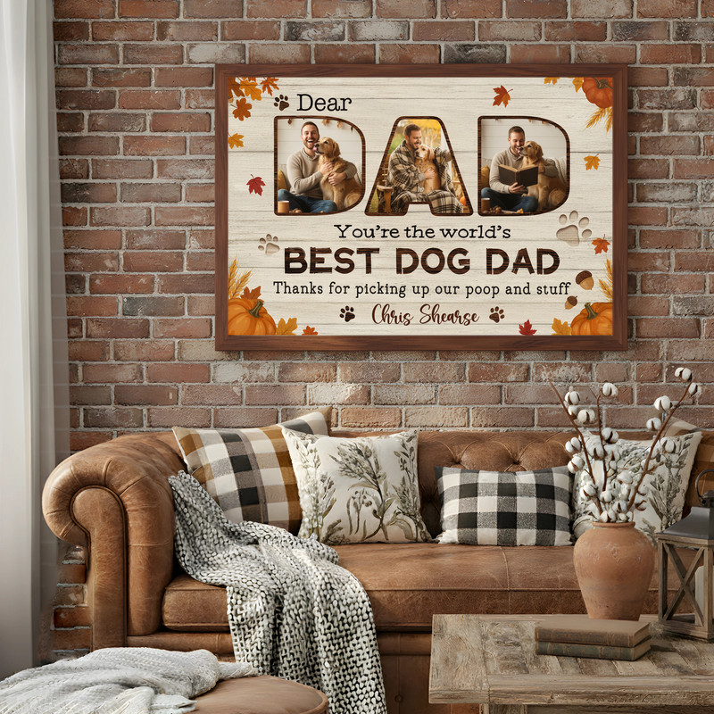 Best Dog Dad Photo Collage Canvas - Father's Day & Pet Lover Gift