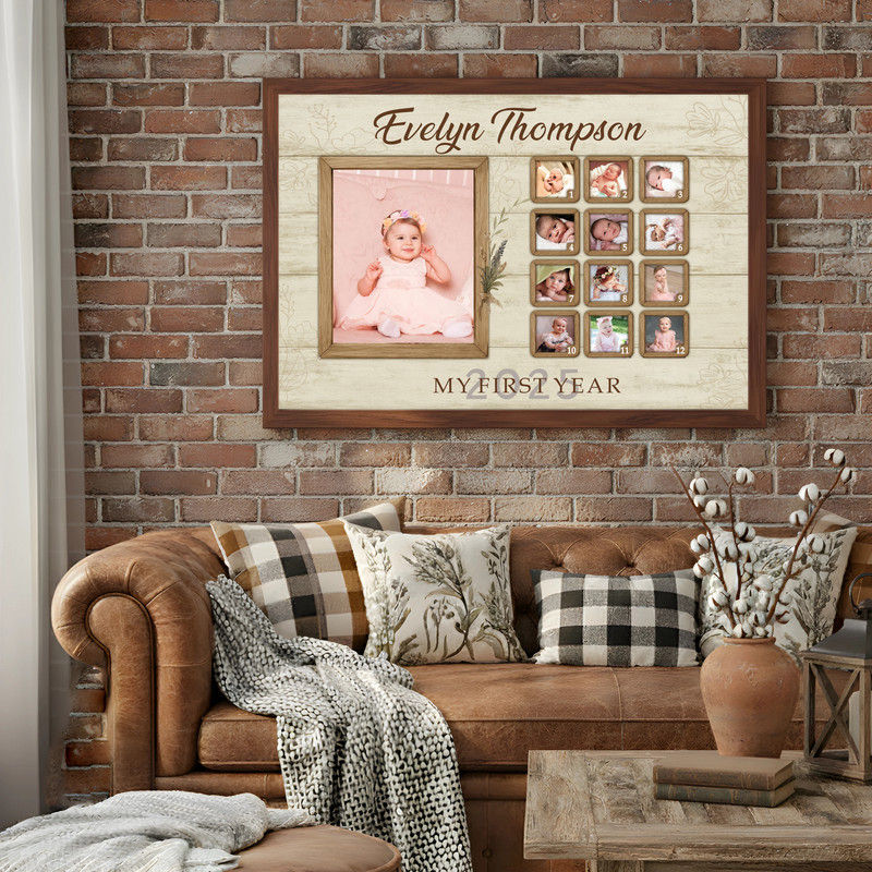 Baby's First Year Photo Collage Canvas Keepsake for 1st Birthday Baby's First Year Photo Collage Canvas Keepsake for 1st Birthday