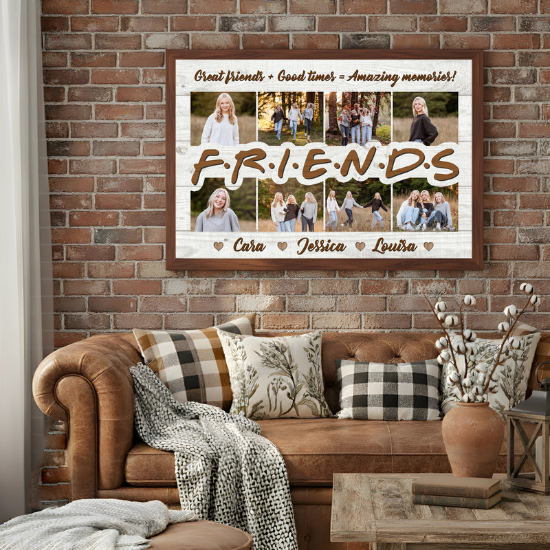 Bestie Photo Collage Canvas - Personalized Friend Gift for Her