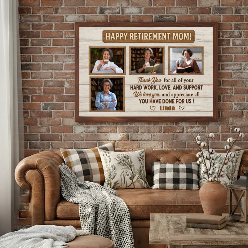 Mom's Retirement - Personalized Photo Collage Canvas Gift