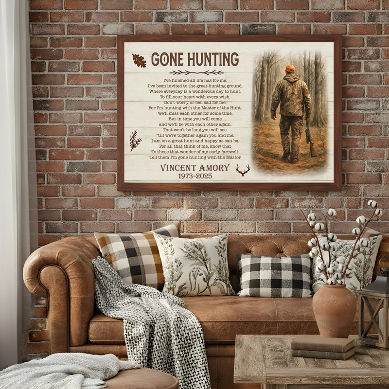 Personalized Gone Hunting Memorial Canvas Keepsake