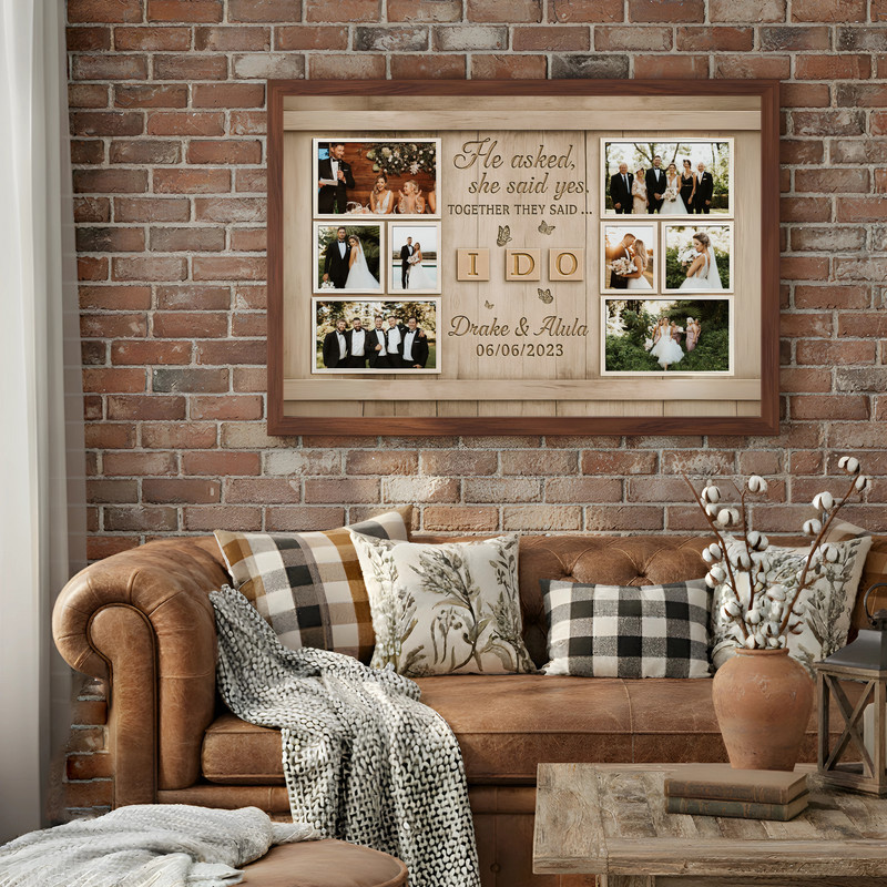 Custom Newlywed Photo Canvas - Wedding Keepsake Gift for Couples