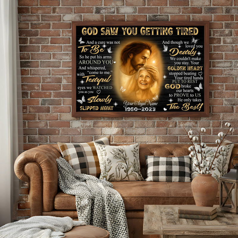Sympathy Canvas - 'God Saw You Getting Tired' Personalized Tribute