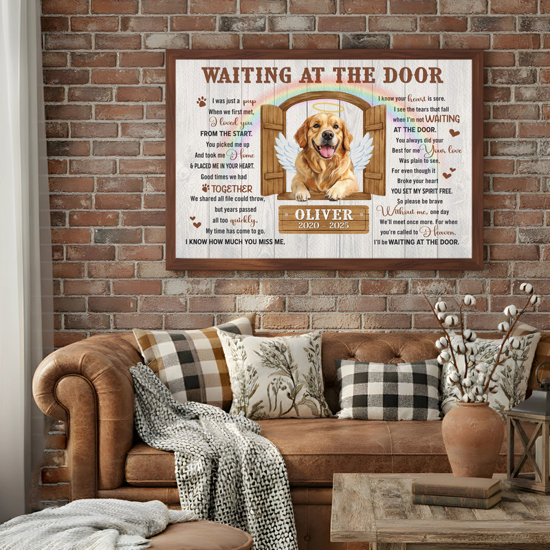Heartfelt Pet Memorial Canvas - Dog Loss Keepsake, Waiting at Door