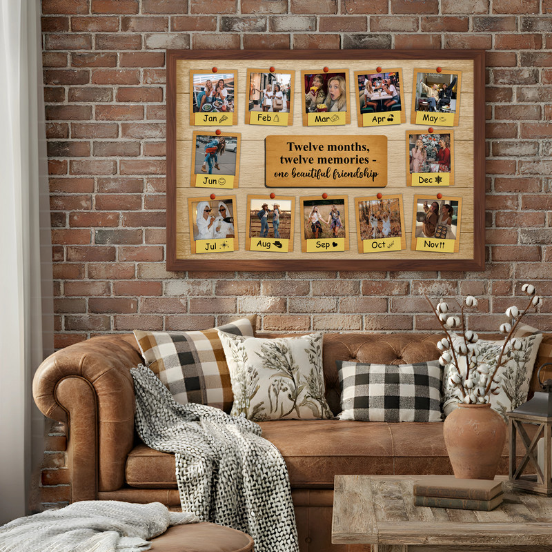 Heartfelt Bestie Photo Collage Canvas - Rustic Friendship Keepsake