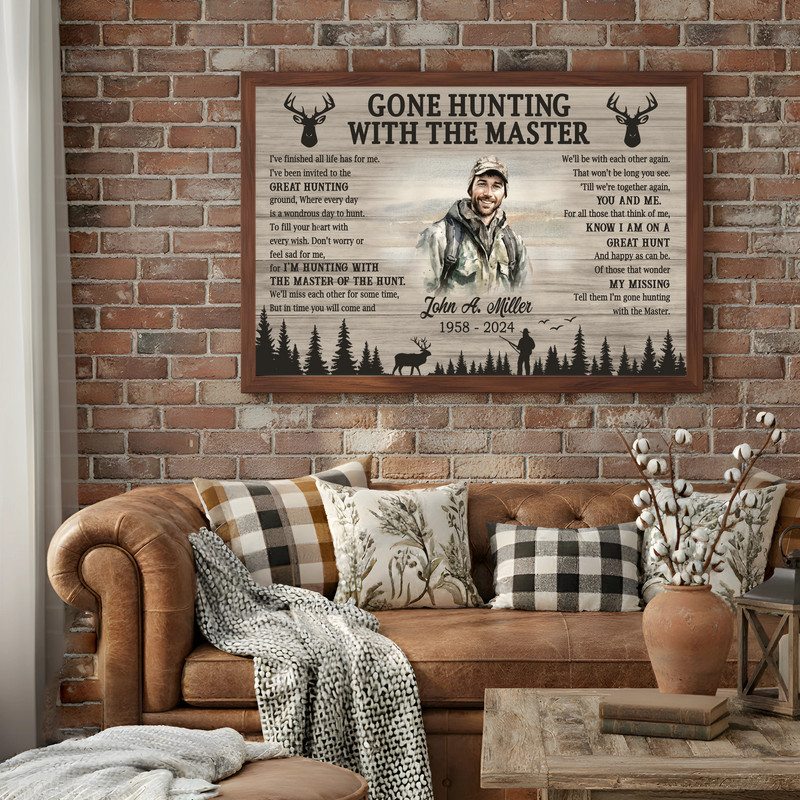 Gone Hunting Memorial Canvas - Personalized Keepsake Gift