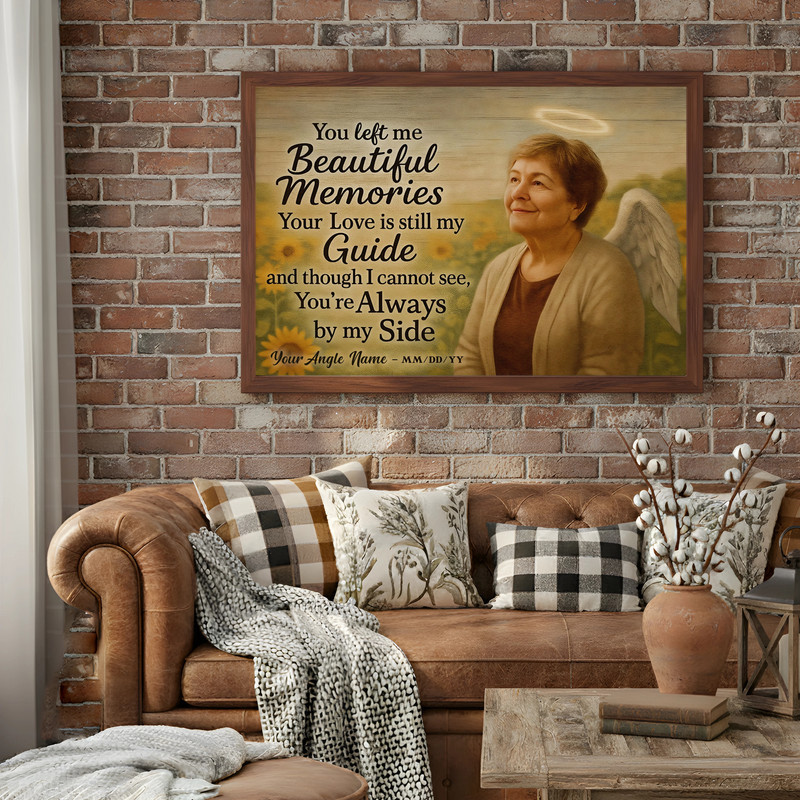 Personalized Sunflower Angel Mom Memorial Canvas Wall Art