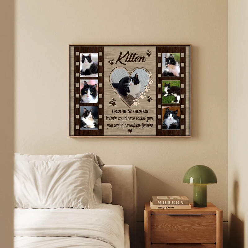 Farmhouse Cat Memorial Canvas - Personalized Photo Tribute