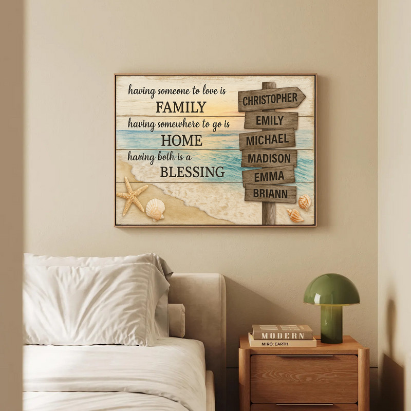 Coastal farmhouse street sign canvas, personalized family name with quote, distressed wood look for cottage wall decor Coastal farmhouse street sign canvas, personalized family name with quote, distressed wood look for cottage wall decor