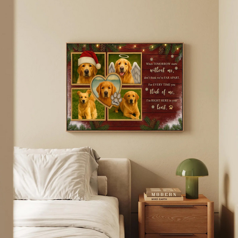 Custom Dog Memorial Photo Collage Christmas Canvas Custom Dog Memorial Photo Collage Christmas Canvas