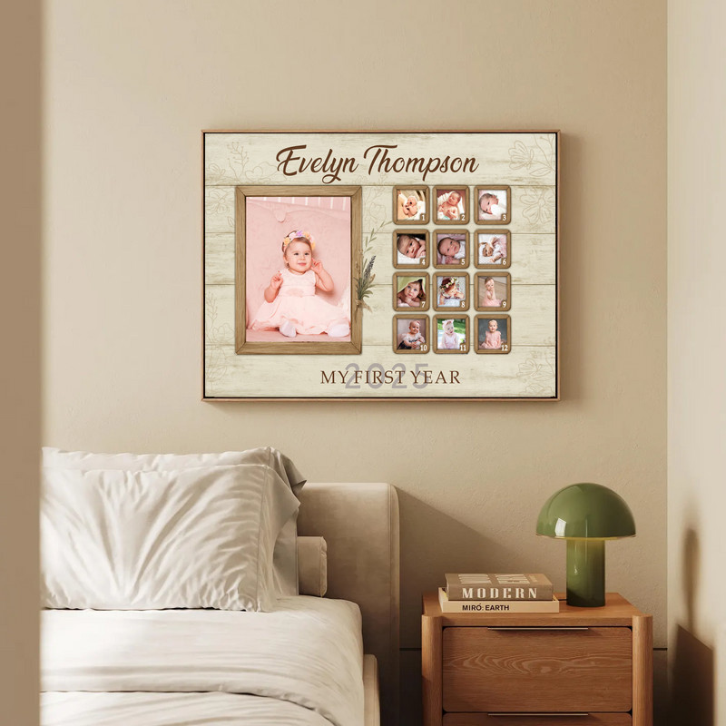 Baby's First Year Photo Collage Canvas Keepsake for 1st Birthday Baby's First Year Photo Collage Canvas Keepsake for 1st Birthday