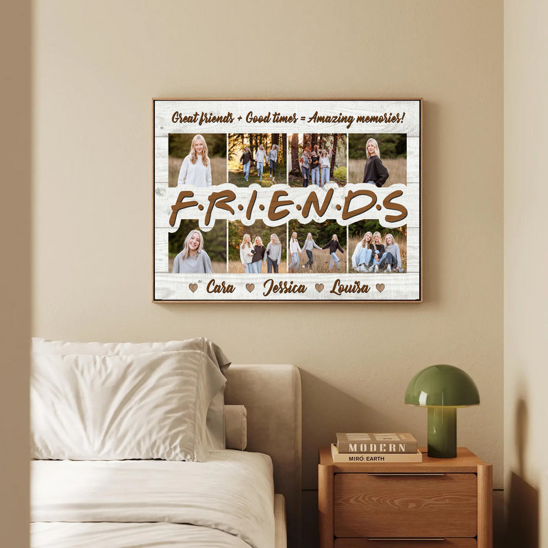Bestie Photo Collage Canvas - Personalized Friend Gift for Her