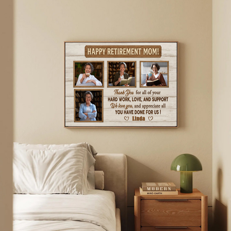 Mom's Retirement - Personalized Photo Collage Canvas Gift