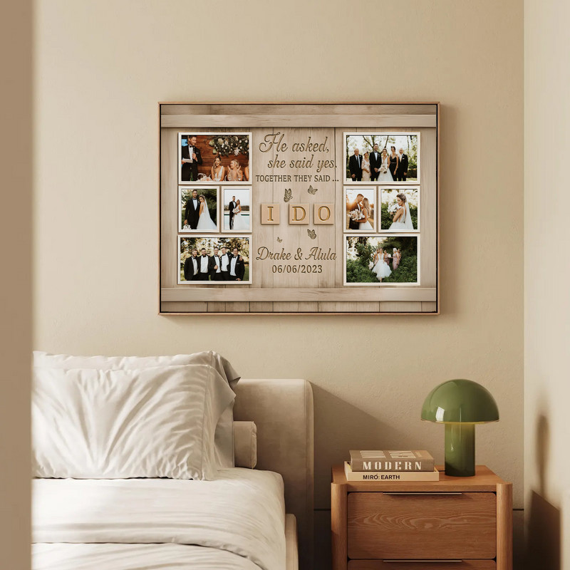 Custom Newlywed Photo Canvas - Wedding Keepsake Gift for Couples