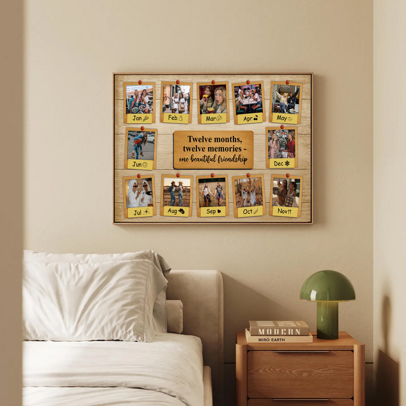 Heartfelt Bestie Photo Collage Canvas - Rustic Friendship Keepsake