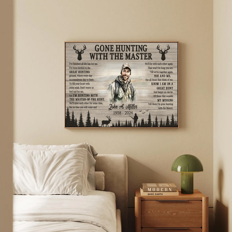 Gone Hunting Memorial Canvas - Personalized Keepsake Gift