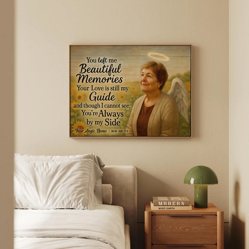 Personalized Sunflower Angel Mom Memorial Canvas Wall Art