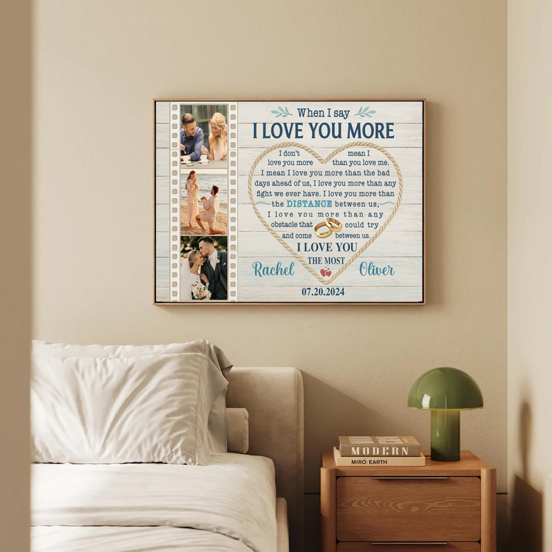 When I Say I Love You canvas wall art, personalized couples photo collage on weathered farmhouse background, romantic home decor When I Say I Love You canvas wall art, personalized couples photo collage on weathered farmhouse background, romantic home decor