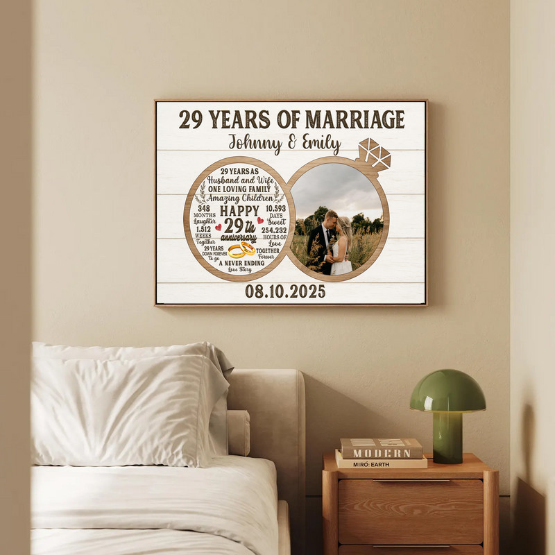 29 years together photo collage canvas with heart-shaped layout, personalized names and date, rustic farmhouse bedroom decor 29 years together photo collage canvas with heart-shaped layout, personalized names and date, rustic farmhouse bedroom decor
