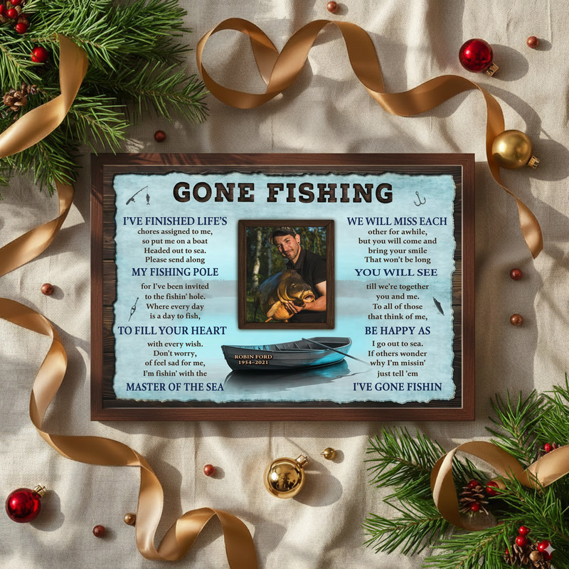 Memorial Fishing Canvas - Custom Photo Tribute for Loved Ones