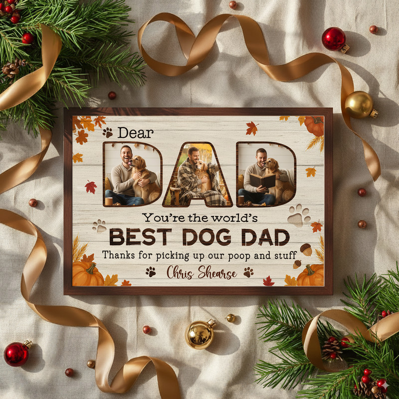 Best Dog Dad Photo Collage Canvas - Father's Day & Pet Lover Gift