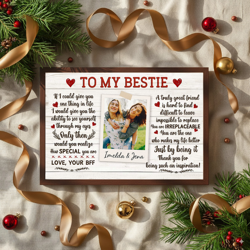 Best friend canvas wall art, farmhouse rustic shiplap look with your photo and quote, cozy living room or entryway decor Best friend canvas wall art, farmhouse rustic shiplap look with your photo and quote, cozy living room or entryway decor