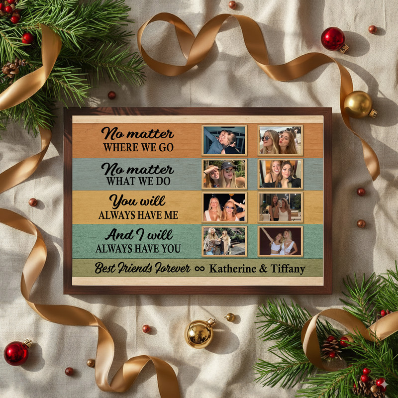 Best friends forever canvas wall art, unframed stretched canvas with cream linen texture, custom names for farmhouse style Best friends forever canvas wall art, unframed stretched canvas with cream linen texture, custom names for farmhouse style