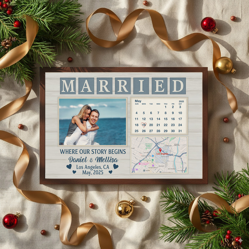 Our Story Begins - Personalized Wedding Date Map Canvas Gift