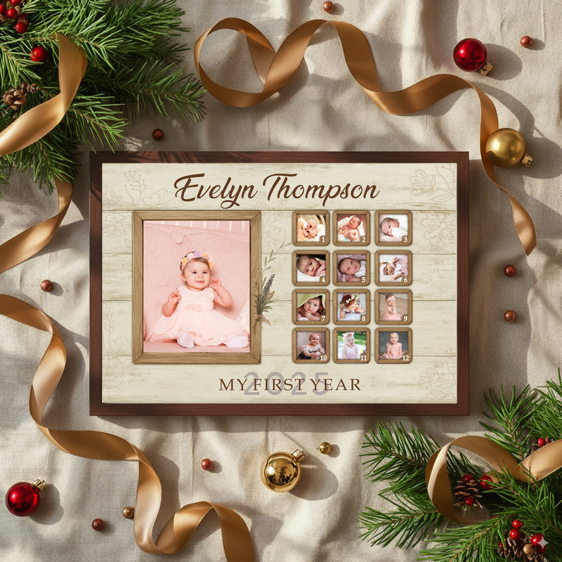 Baby's First Year Photo Collage Canvas Keepsake for 1st Birthday Baby's First Year Photo Collage Canvas Keepsake for 1st Birthday