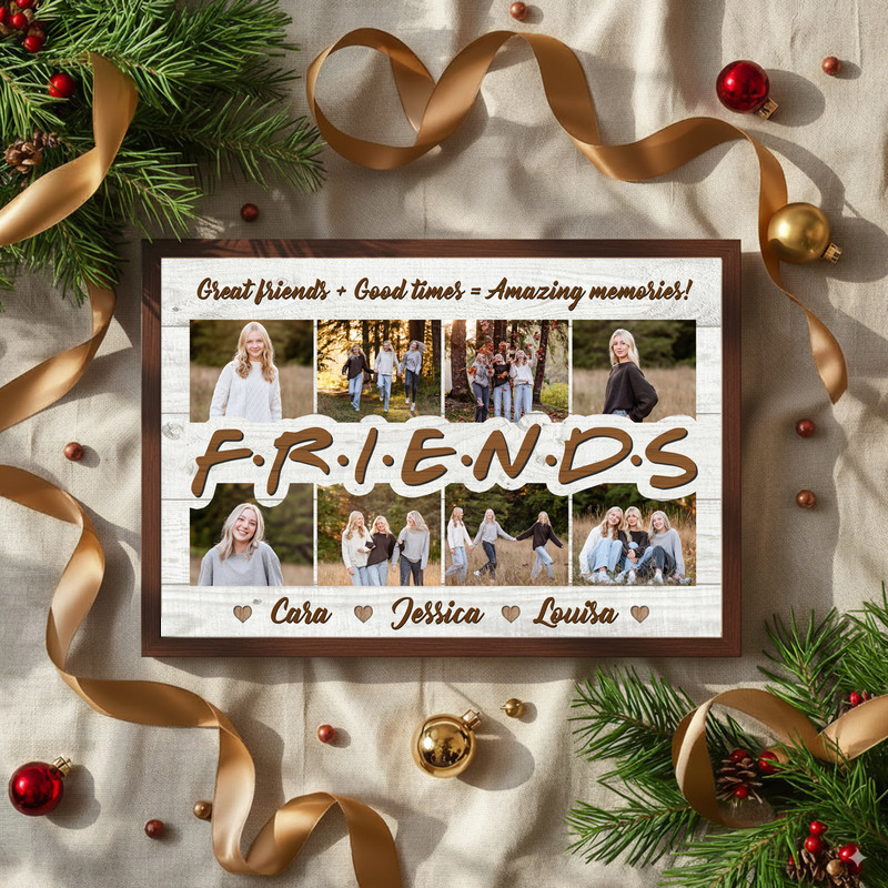 Bestie Photo Collage Canvas - Personalized Friend Gift for Her